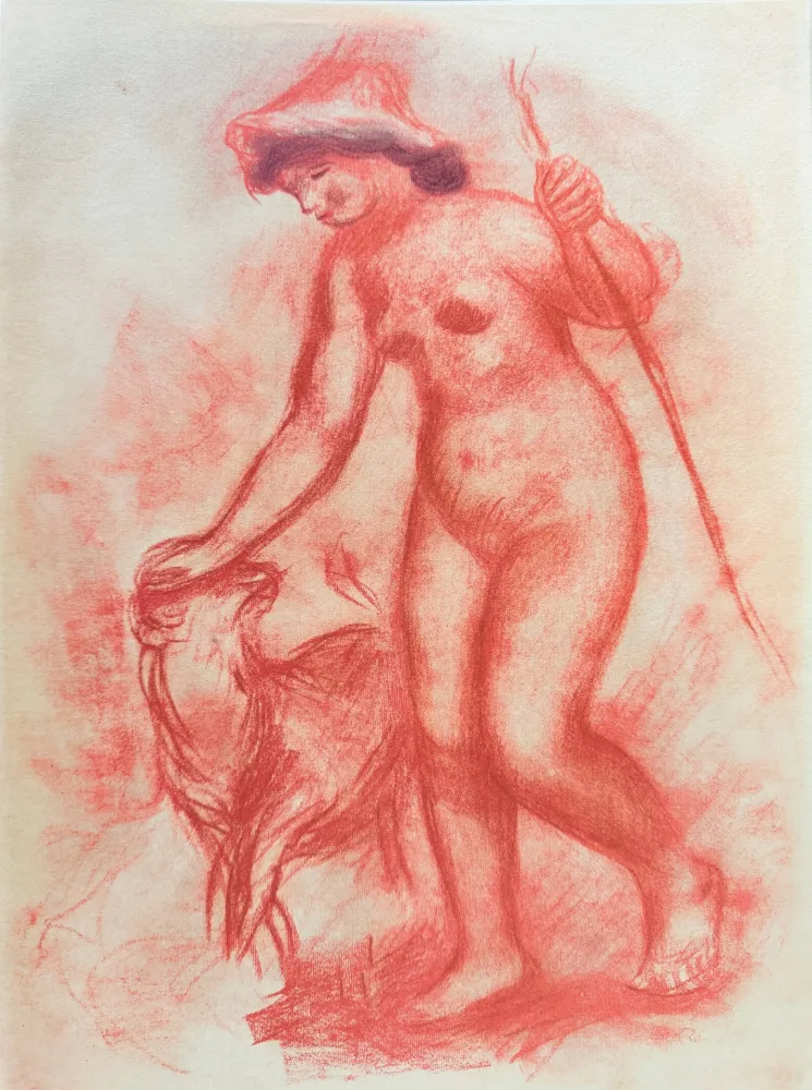 Litografia Renoir - Shepherdess and Lamb