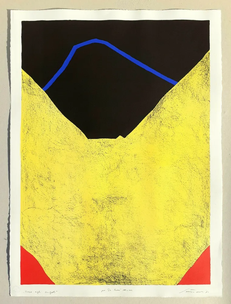 Litografia Santomaso - Rosso agli angoli