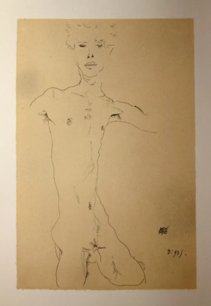 Litografia Schiele - AUTOPORTRAIT / SELF-PORTRAIT - Lithographie / Lithograph - 1912