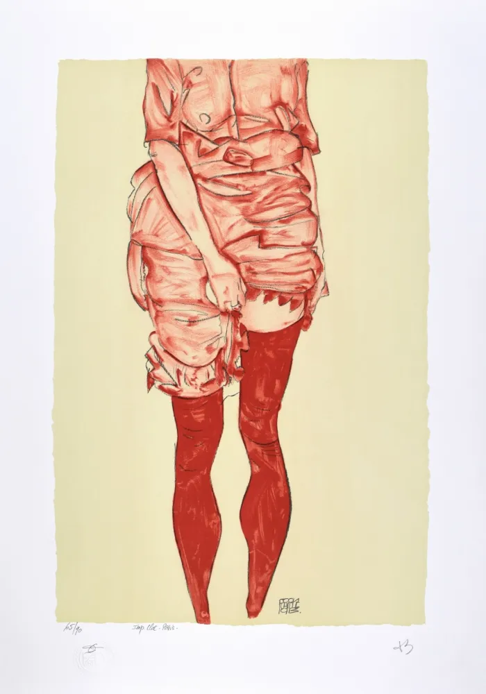 Litografia Schiele - La fille en rouge, 1913 | The girl in red, 1913