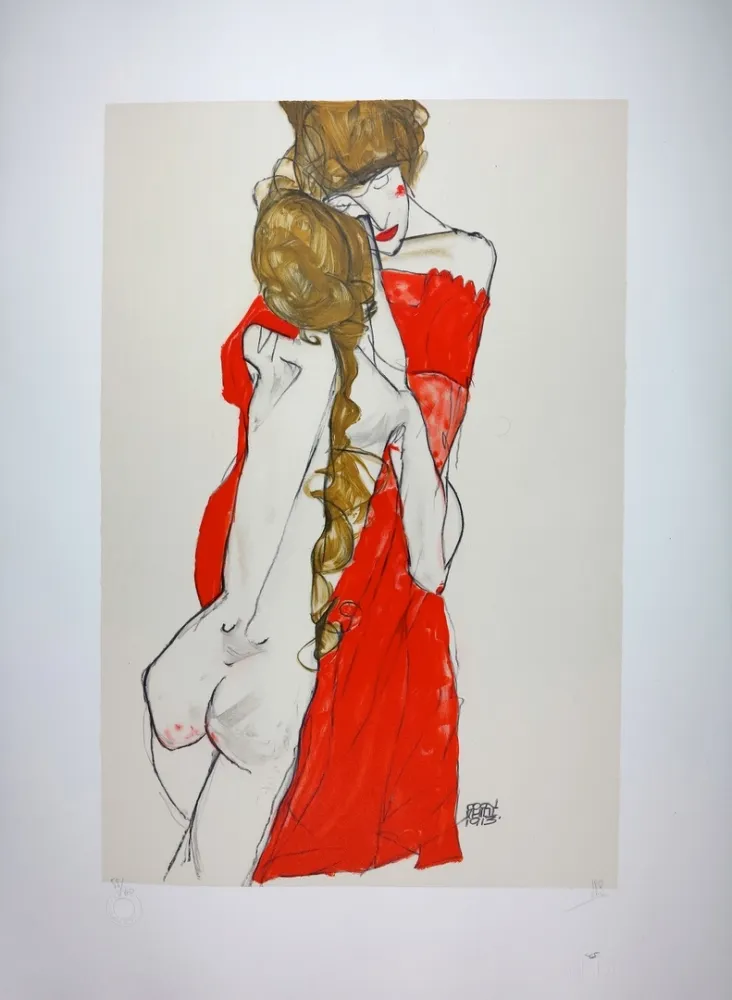 Litografia Schiele - La Mère & la fille / Mother and Daughter - 1913