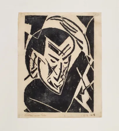 Xilogravura Seiwert - Kopf mit Hand (Head with Hand)