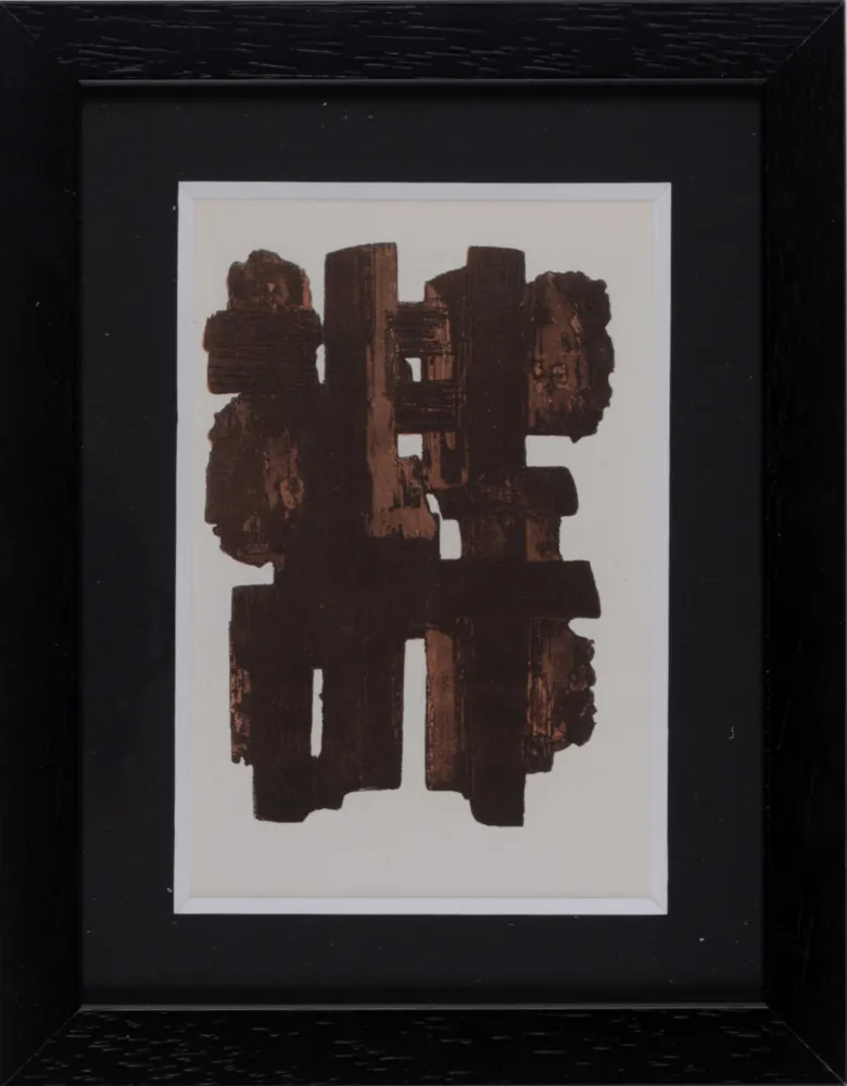 Estêncil Soulages (After) - Gouaches et gravures (J), 1957 - Framed!