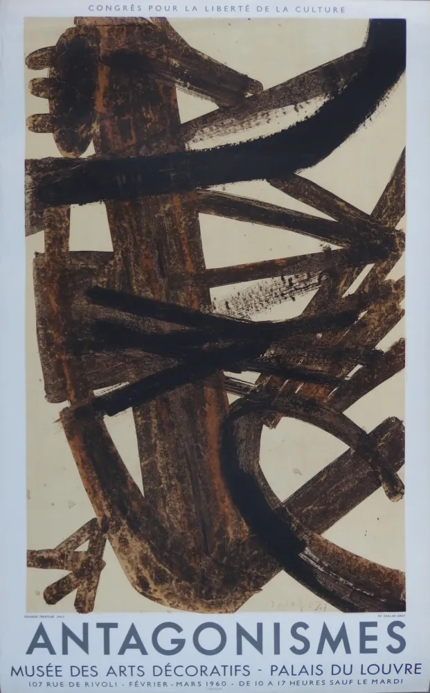Litografia Soulages - Antagonismes (Brou de Noix)