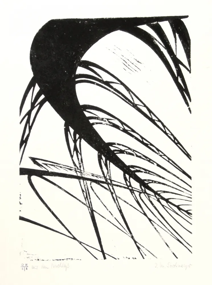 Linogravura Strohmeyer - Hochbahn (Elevated railway)