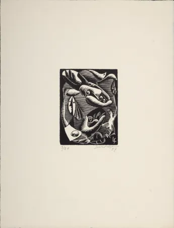 Xilogravura Survage - Composition surréaliste XXV (1), 1957