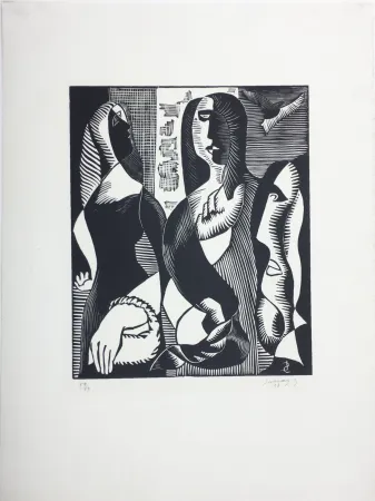Xilogravura Survage - Femmes Cubistes (Paris, 1933)