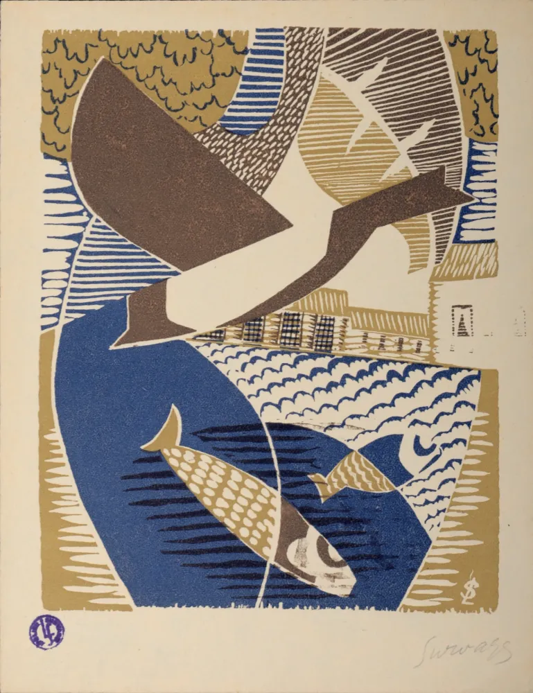 Xilogravura Survage - Le château de l’Etang Rouge, 1926 - Hand-signed!