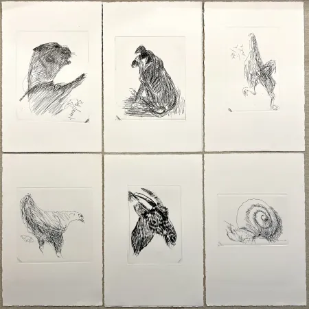 Gravura Tal Coat - (Pierre Lecuire) BESTIAIRE. 50 eaux-fortes et pointes sèches de Tal Coat - Suite barrée unique (1985)