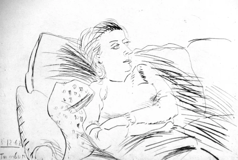 Água-Forte Tamburi - Donna sul divano