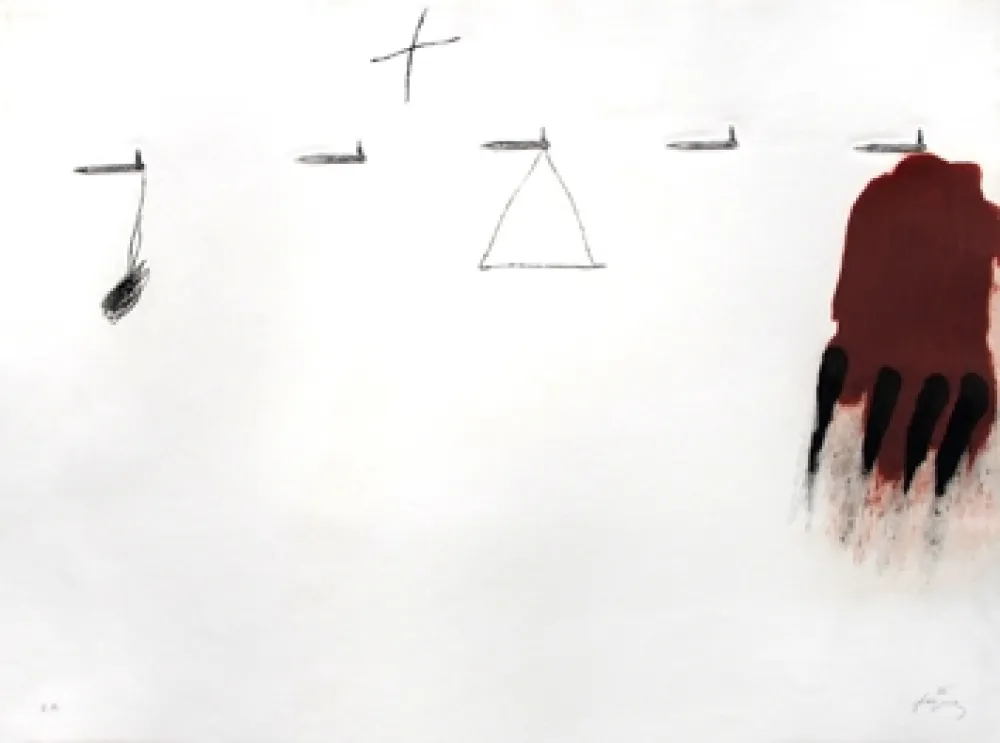 Gravura Tàpies - Claus i ditades	