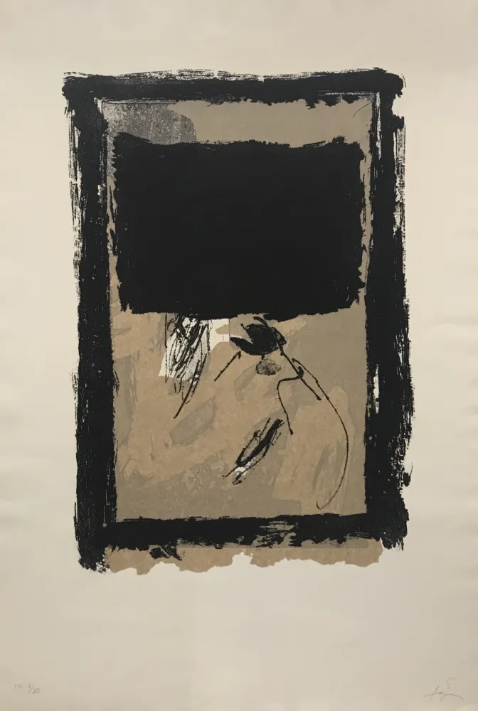 Gravura Tàpies - Rectangle Noir et Collage