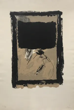 Gravura Tàpies - Rectangle Noir et Collage