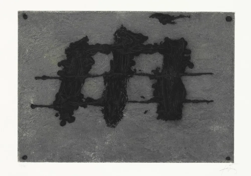 Água-Forte E Água-Tinta Tàpies - Trois taches et trois lignes noires