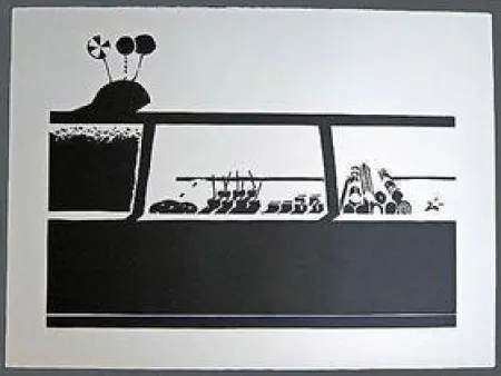 Linogravura Thiebaud - Candy Counter-State 1