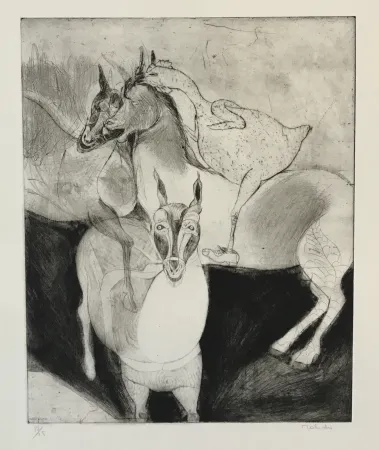 Gravura Toledo - Horses with Chicken