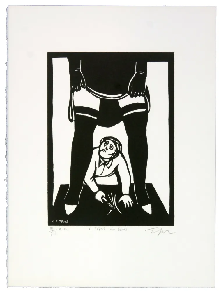 Litografia Topor - La dure école