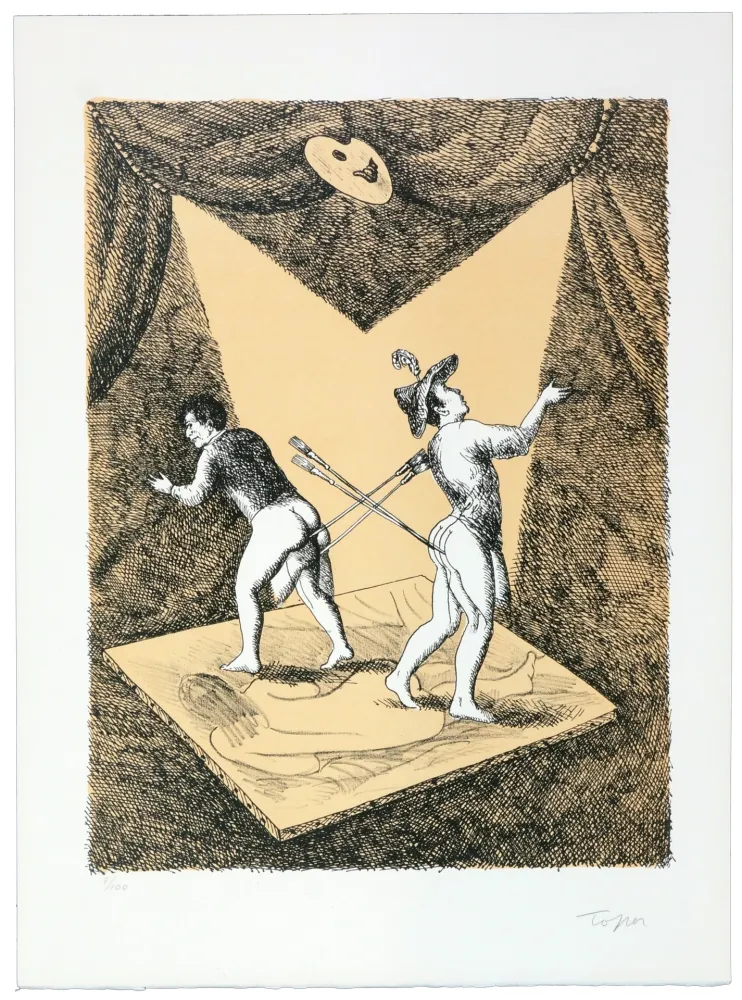 Litografia Topor - Les rois du pinceau