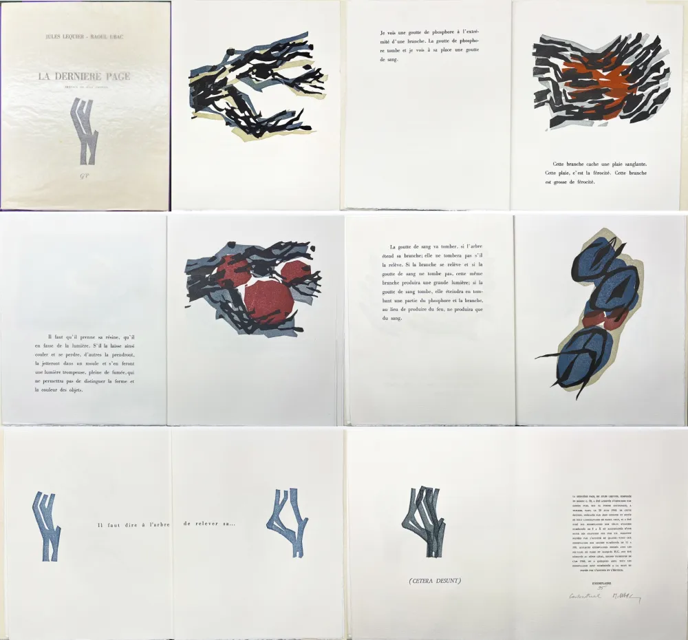 Livro Ilustrado Ubac - Jules Lequier : LA DERNIÈRE PAGE. Avec 9 lithographies originales de Raoul Ubac (1968). 