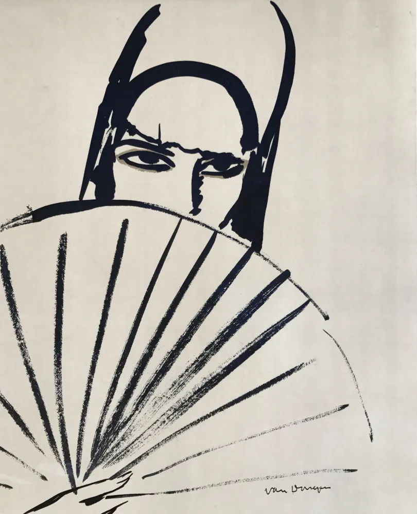 Litografia Van Dongen - Woman with fan