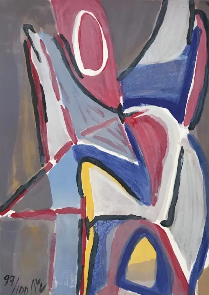 Litografia Van Velde - Combat 