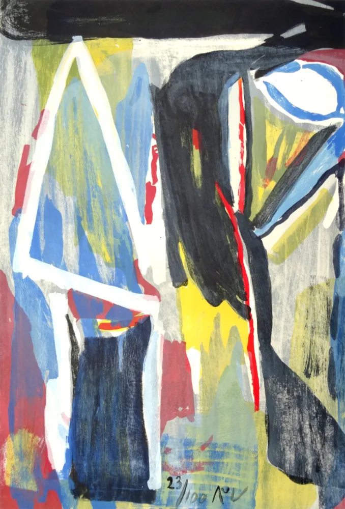 Litografia Van Velde - Composition 9 couleurs