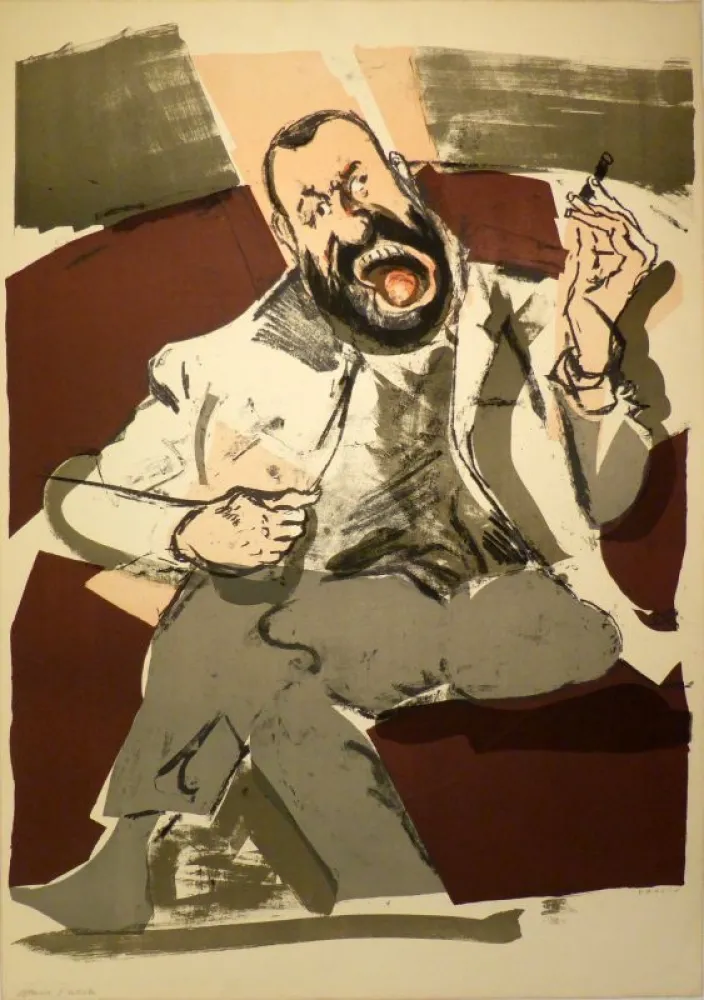 Litografia Varlin (Guggenheim, Willy) - Portrait des Photographen Ernst Scheidegger