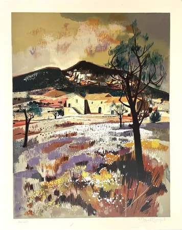 Litografia Vernet Bonfort - Paysage en Provence