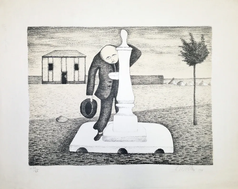 Litografia Viviani - Il bevitore d'acqua