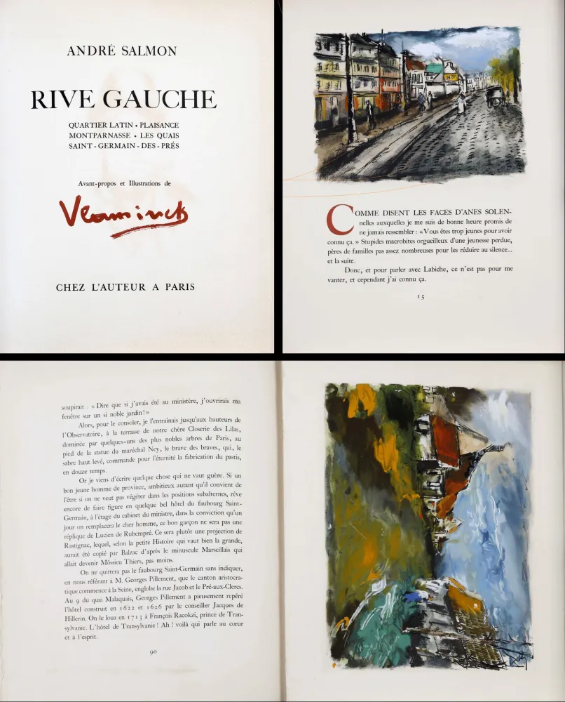 Livro Ilustrado Vlaminck - RIVE GAUCHE. 15 compositions gravées et coloriées (1951)
