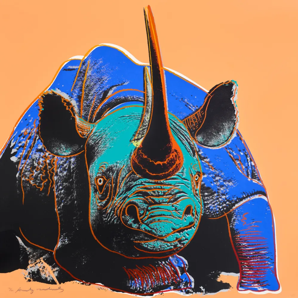 Serigrafia Warhol - Black Rhinoceros