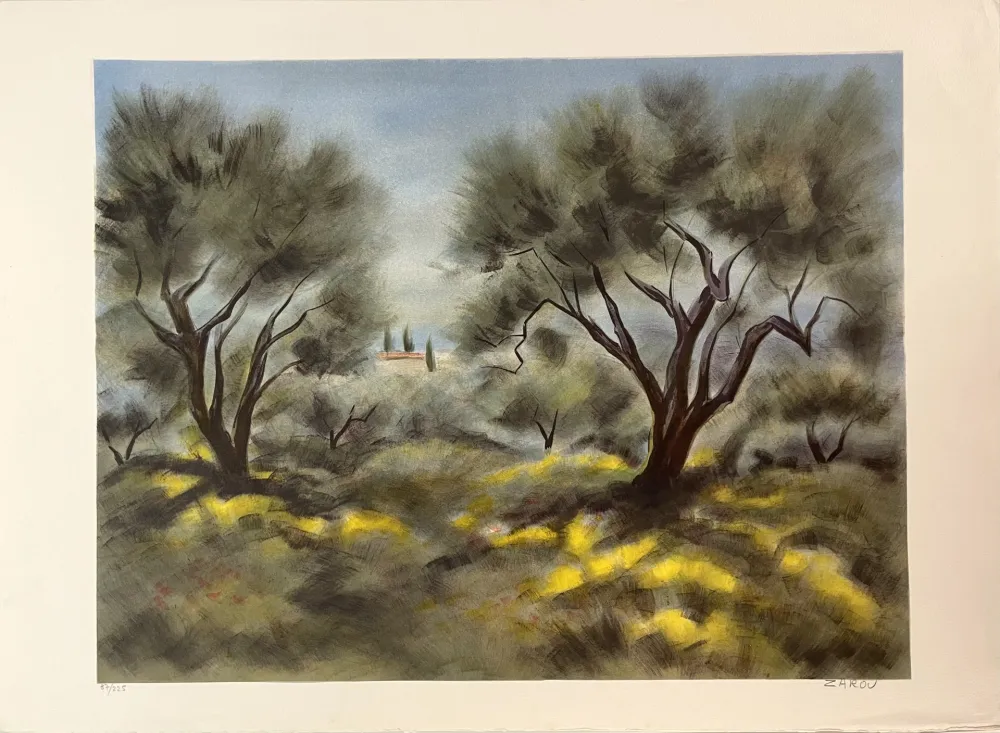 Litografia Zarou - Les Oliviers
