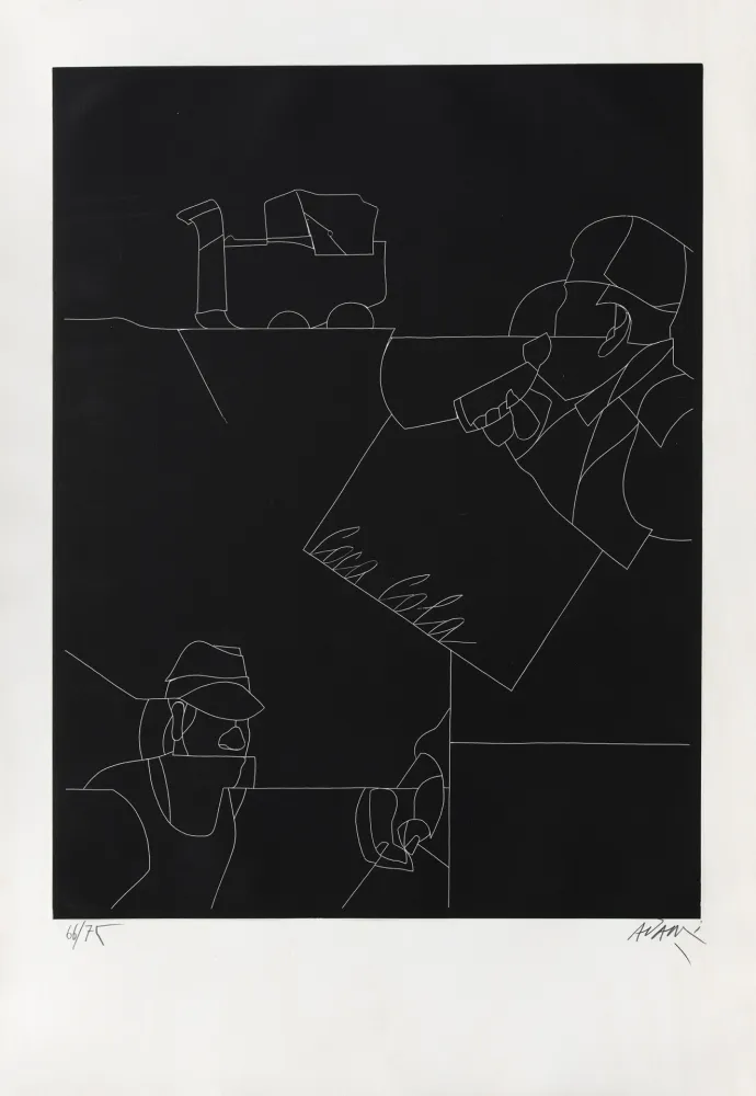 Gravura Adami - Disegno di un paesaggio