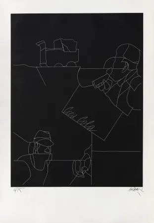 Gravura Adami - Disegno di un paesaggio