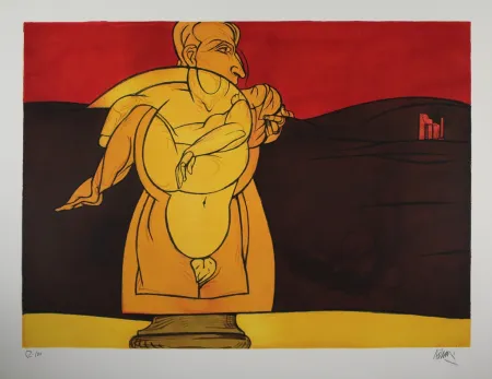 Litografia Adami - Paysage de ruines