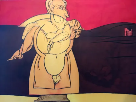 Litografia Adami - Paysage de Ruines