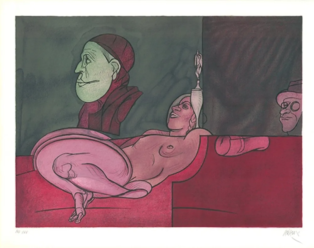 Litografia Adami - Peintre aux lunettes