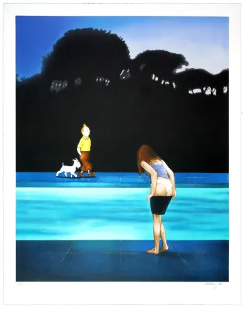 Litografia Ahlberg - Swimming Pool