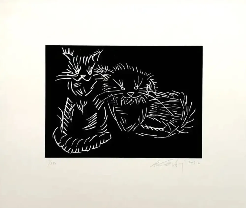 Serigrafia Ai - Cats, black