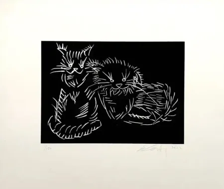 Serigrafia Ai - Cats, black