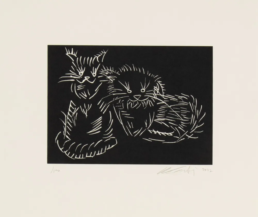 Serigrafia Ai - Cats - pink edition