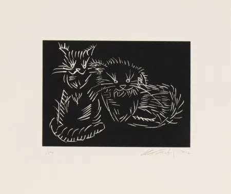 Serigrafia Ai - Cats - pink edition