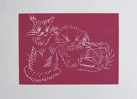 Serigrafia Ai - Cats - pink edition