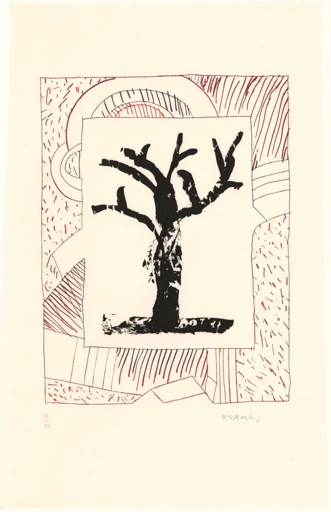 Água-Forte E Água-Tinta Alechinsky - Arbre central, au rouge 