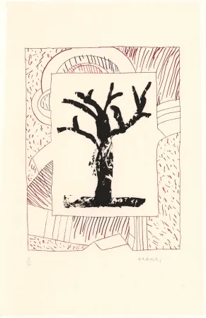 Água-Forte E Água-Tinta Alechinsky - Arbre central, au rouge 