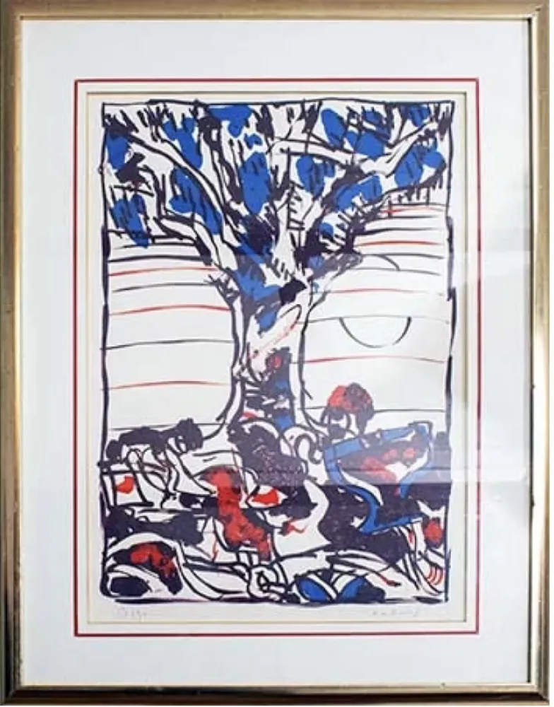 Litografia Alechinsky - Arbre en bleu