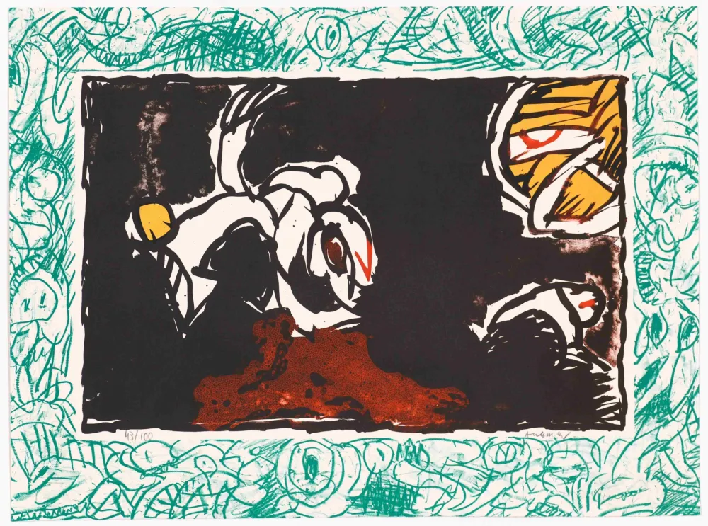 Litografia Alechinsky - Bonnet blanc 