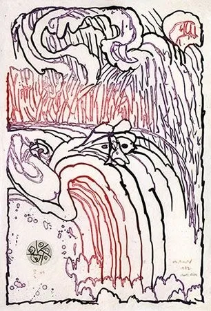 Gravura Alechinsky - Chute libre