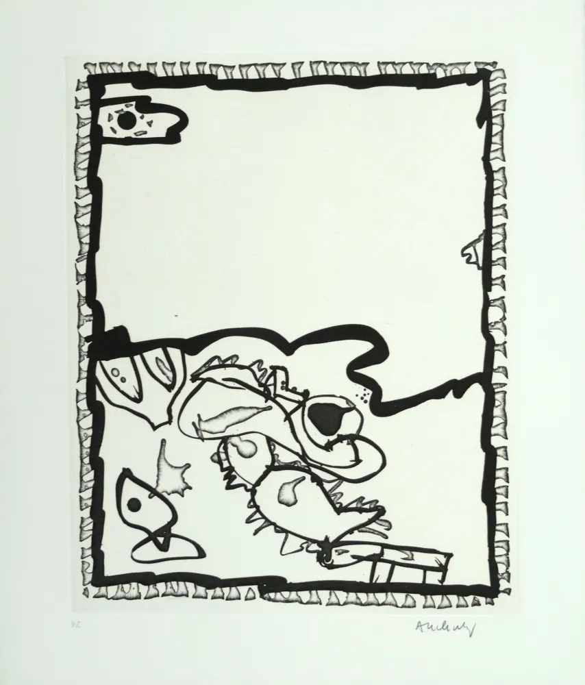 Água-Forte Alechinsky - Composition surréaliste aux poissons