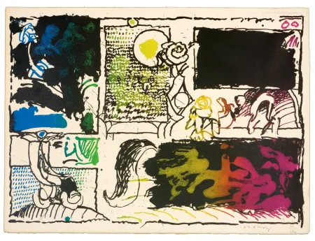 Litografia Alechinsky - Découverte de l'acide (acte II)